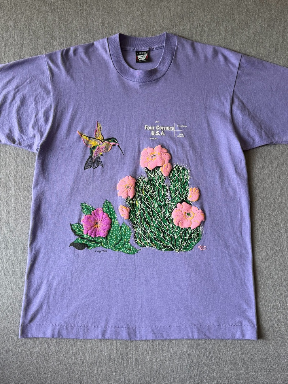 Vintage Four Corners USA Cactus Hummingbird Tee
